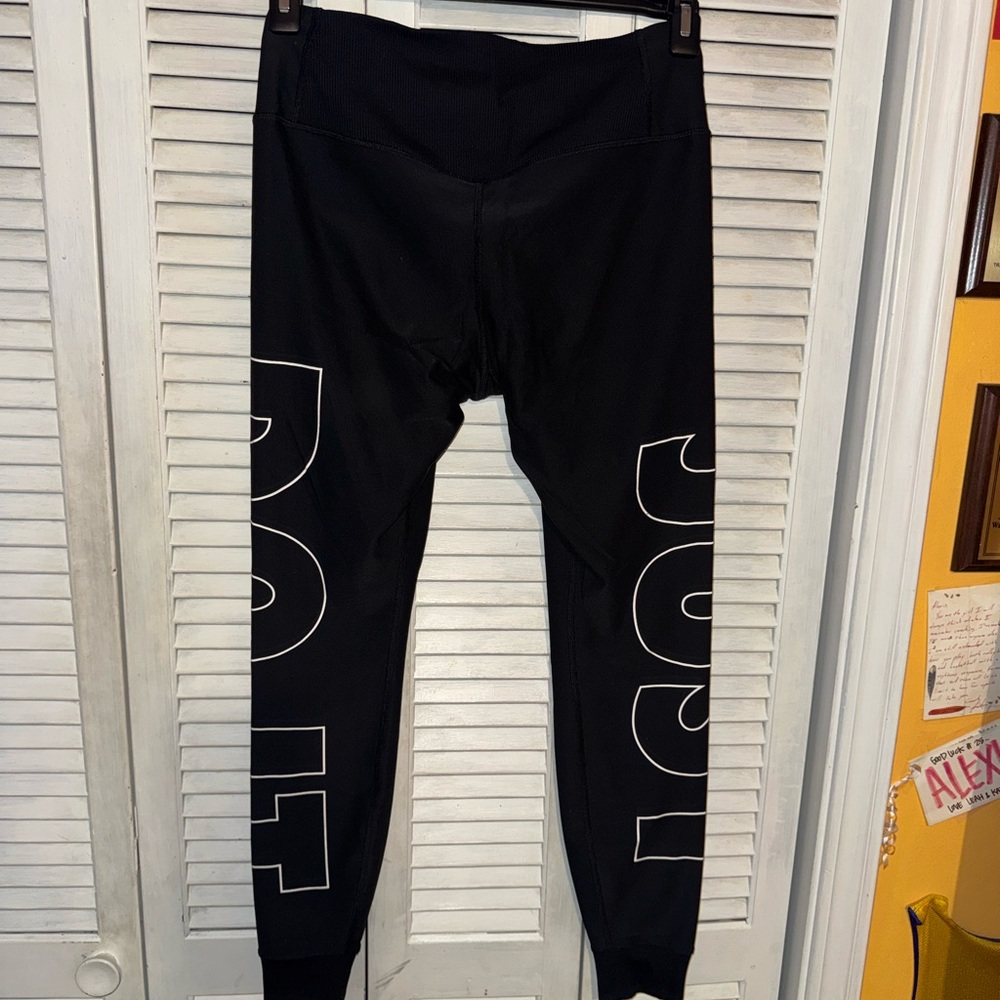 Nike Black Leggings with White Logo Panels
